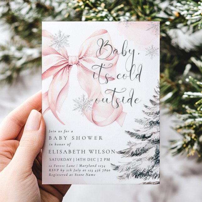 Invitation Bébé rose C'est froid dehors Baby shower de la fil (Créateur téléchargé)