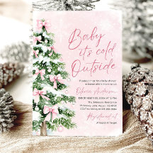 Bébé rose c'est froid dehors Baby shower Invitatio
