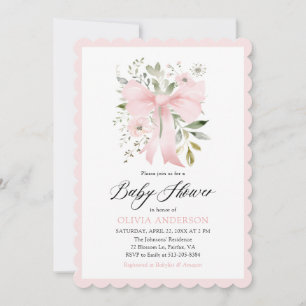 Invitation Bébé rose en fleur Baby shower floral fille