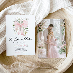 Invitation Bébé rose en fleur Baby shower floral fille