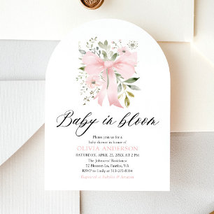 Invitation Bébé rose en fleur Baby shower floral fille