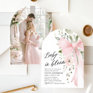 Invitation Bébé rose en fleur Baby shower floral fille
