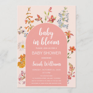 Invitation Bébé rose en fleur Floral Fille Douche Fleurs sauv