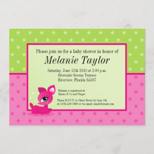 Invitation Bébé rose en rose et chaux