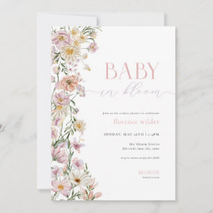 Invitation Bébé rose et pourpre en fleur Baby shower Invitati