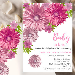 Invitation Bébé rose Floral En Fleur Brunch Douche