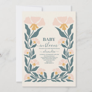 Invitation Bébé rose floral en fleur Douche fille