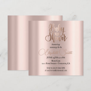 Invitation bébé rose gold