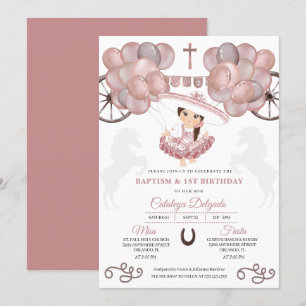 Invitation Bébé rose Gold Mexicain Charra Baptême Baptême