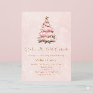 Invitation Bébé Rose Hiver Il fait froid dehors Baby shower
