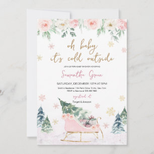 Invitation Bébé rose Il fait froid dehors Baby shower