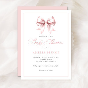 Invitation Bébé rose rousse fille Baby shower élégant