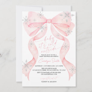 Invitation Bébé Ruban Rose Il Fait Froid Dehors Baby Shower