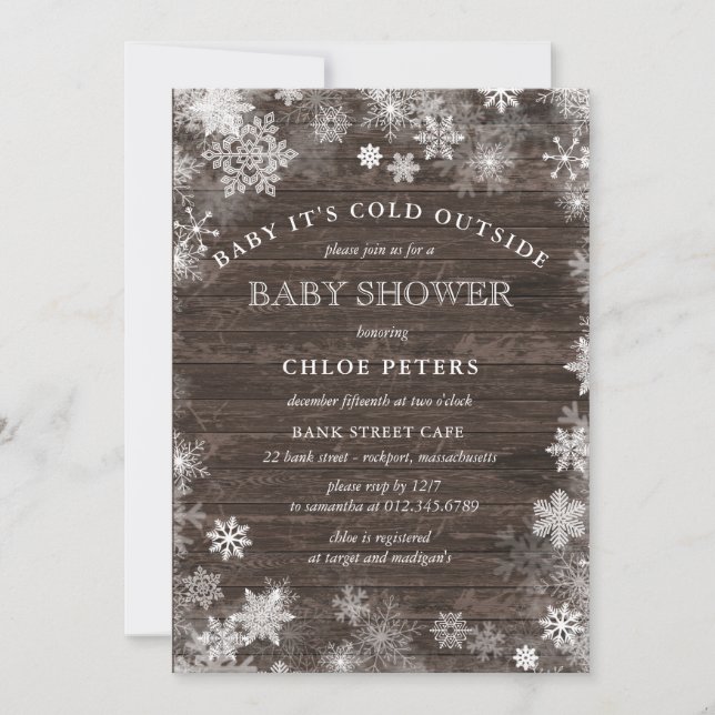 Invitation Bébé rustique il fait froid Baby shower extérieur (Devant)