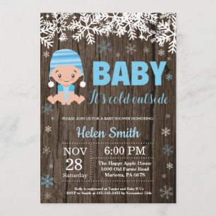 Invitation Bébé rustique son baby shower extérieur froid de