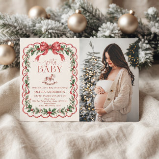 Invitation Bébé Santa Fête de Noël Photo