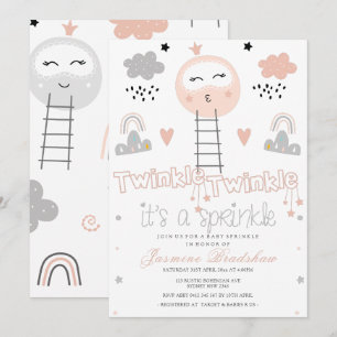 Invitation Bébé saupoudrer le chemin vers la Lune rose