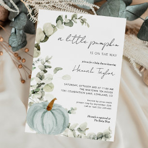 Invitation Bébé Shower Automne Petite Citrouille Bleue
