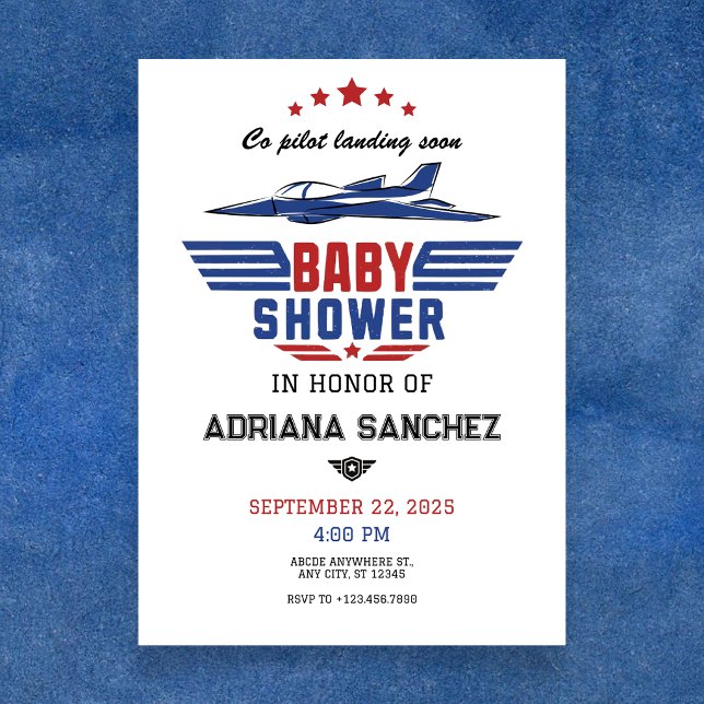 Invitation Bébé shower avion de chasse pilote (Créateur téléchargé)