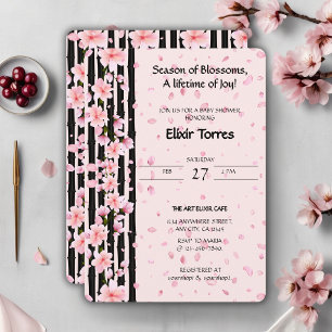 Invitation Bébé Shower Fleurs de Cerisier Sakura Spring