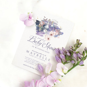 Invitation Bébé Shower Merveilleux Pays Magique Alice au Pays