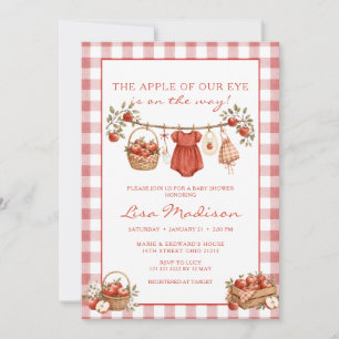 Invitation Bébé Shower Pomme Rouge Pommet d'Amour