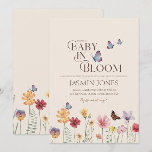 Invitation Bébé simple dans le Baby shower Fleur sauvage en f