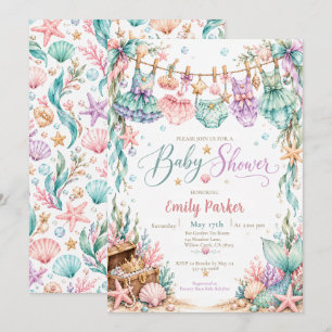 Invitation Bébé sirène: Baby Shower Sous l'Océan