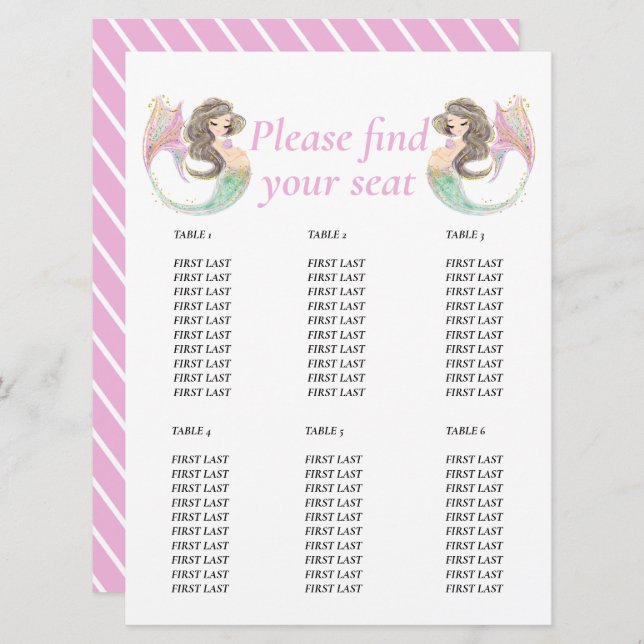 Invitation Bébé sirène douche sous la mer (Devant / Derrière)