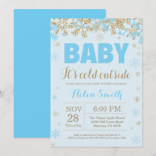 Invitation Bébé son Baby shower de garçon en or noir froid