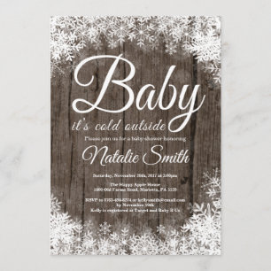Invitation Bébé son baby shower extérieur froid de flocon de