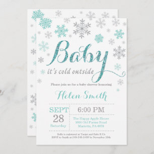 Invitation Bébé son baby shower extérieur froid d'hiver