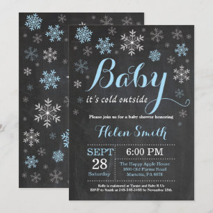 Invitation Bébé son baby shower extérieur froid d'hiver