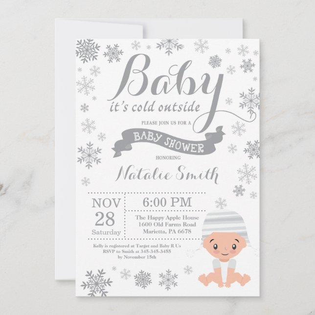 Invitation Bébé son Baby shower froid à l'extérieur de l'hive (Devant)