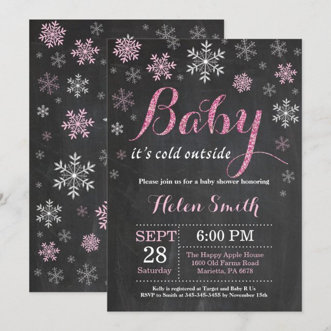 Invitation Bébé son Baby shower froid à l'extérieur de l'hive (Devant / Derrière)