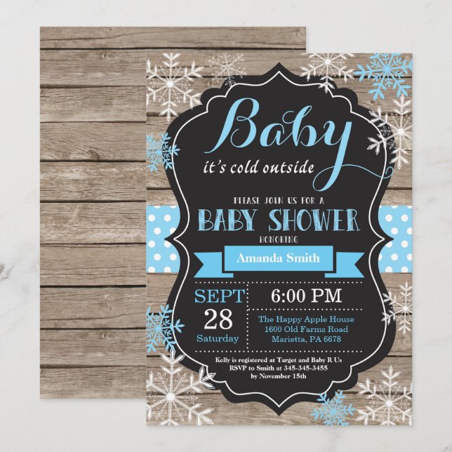 Invitation Bébé son Baby shower froid à l'extérieur de l'hive (Devant / Derrière)