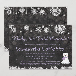 Invitation Bébé son Baby shower froid à l'extérieur de l'ours