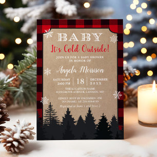 Invitation Bébé Son Baby shower Froid À L'Extérieur Rouge Pla