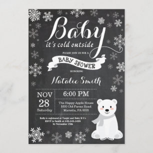 Invitation Bébé son baby shower froid d'ours blanc