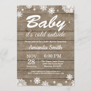 Invitation Bébé son baby shower rustique d'hiver d'extérieur