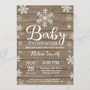 Invitation Bébé son baby shower rustique d'hiver d'extérieur