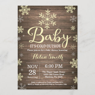 Invitation Bébé son baby shower rustique d'hiver d'extérieur