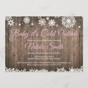 Invitation Bébé son baby shower rustique d'hiver d'extérieur