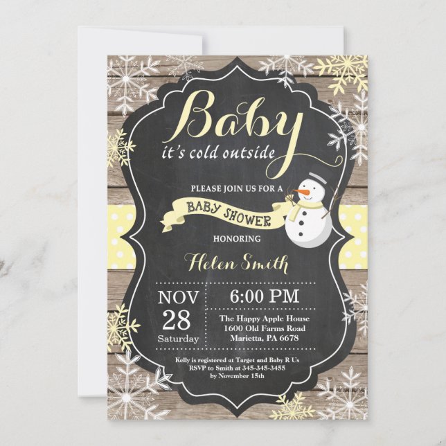 Invitation Bébé son Baby shower Snowman froid à l'extérieur (Devant)