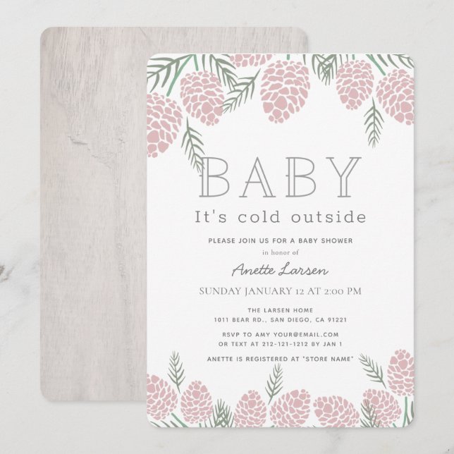 Invitation Bébé son froid à l'extérieur Baby shower de cône d (Devant / Derrière)