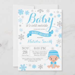 Invitation Bébé son froid à l'extérieur Baby shower garçon d'