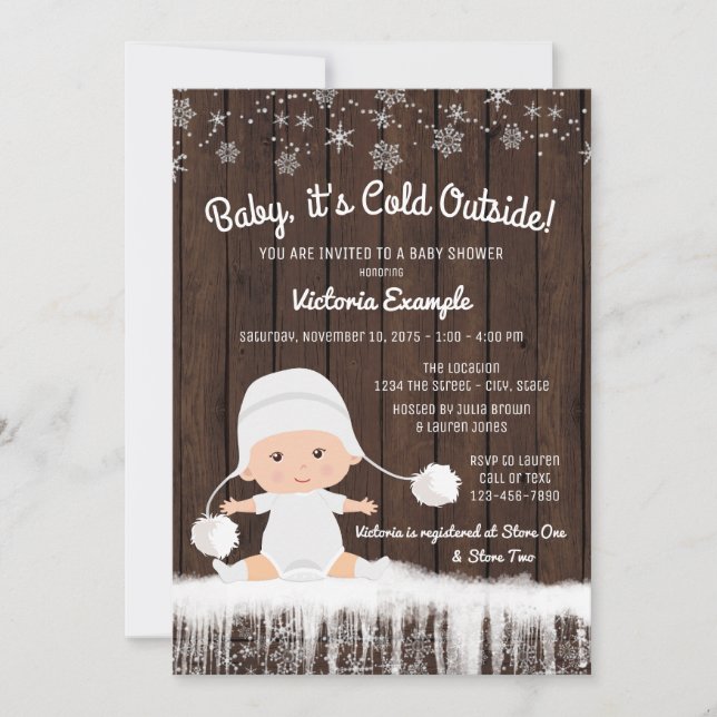 Invitation Bébé son froid à l'extérieur Baby shower Invitatio (Devant)