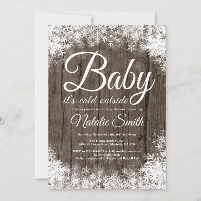 Invitation Bébé son froid à l'extérieur du Baby shower de flo (Devant)