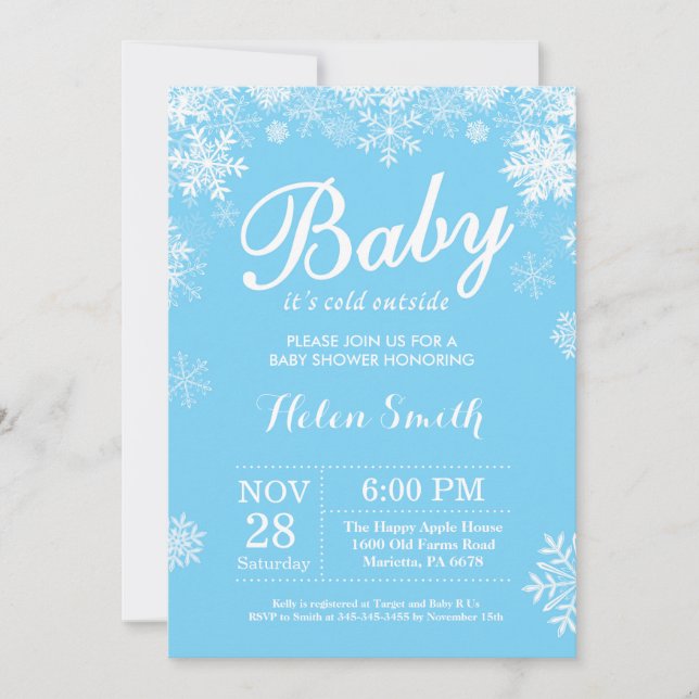 Invitation Bébé son froid à l'extérieur du Baby shower de gar (Devant)