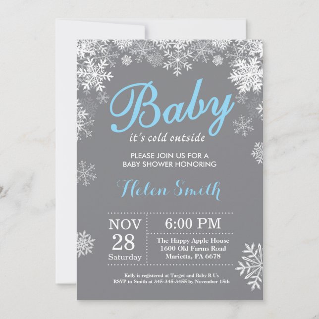 Invitation Bébé son froid à l'extérieur du Baby shower de gar (Devant)